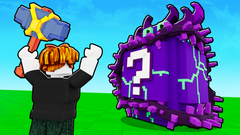 Official artwork showing a player facing a purple lucky block